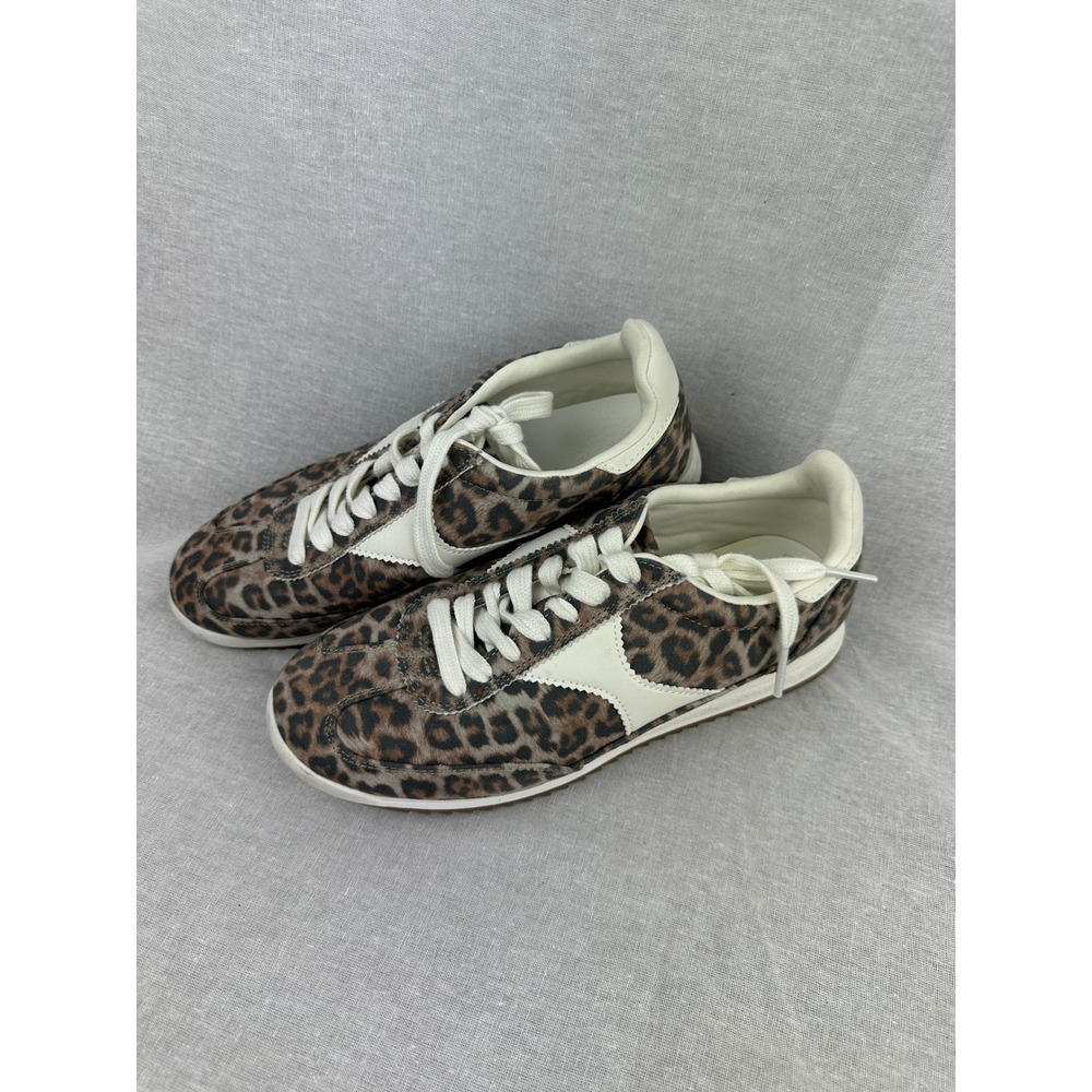 Universal Thread Leopard Print Sneakers Womens 6 Memory Foam Low Top Lace‎ Brown